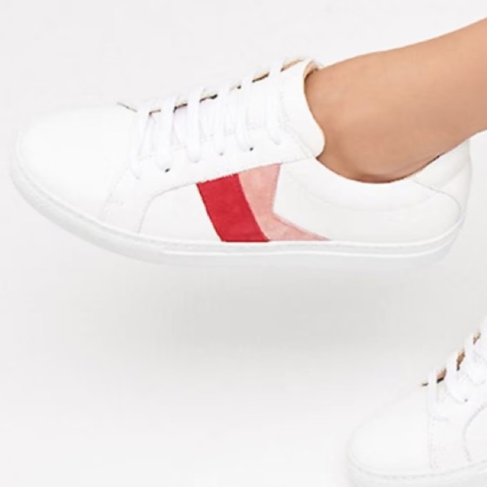 LK Bennett Alviva Trainer in White and Pink Suede